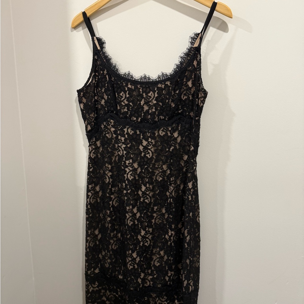 Diane Von Furstenberg Elegant Black Lace Slip Dress